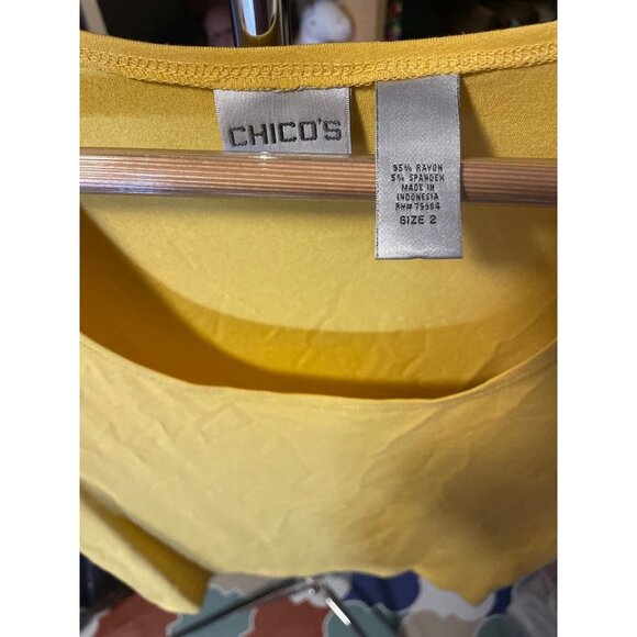 Chico's Yellow Sleeveless Scoop Neck Tank Top SZ L - Picture 4 of 6